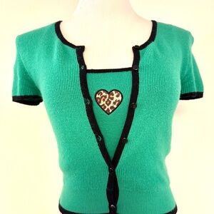 Urban Outfitters Green and Black Women's Sweater Set